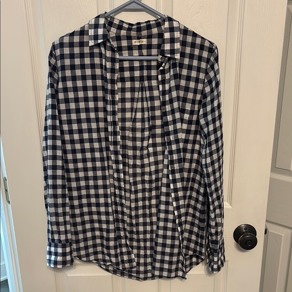 J.Crew Navy and White Gingham Shirt